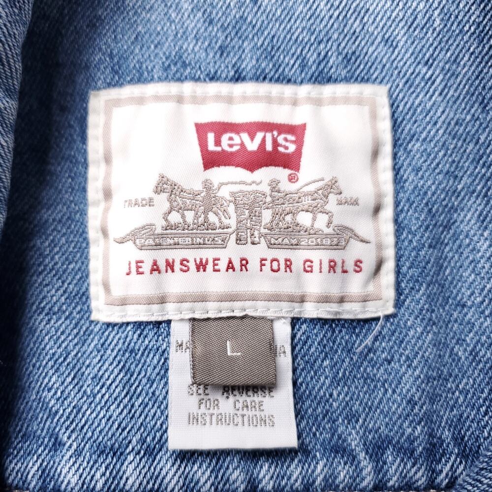 VTG Levi's Denim Vest Junior L (Women XS/S) Stone Wash Blue Streetwear Retro Y2K - Picture 5 of 11